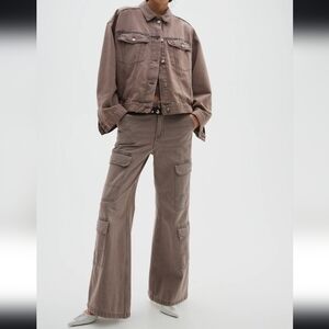 H&M Brown Denim Cargo Pants wideleg size US 4
